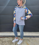 Meila hoodie - grey/floral/stripe
