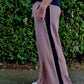 Stripe wide leg Jogger taupe/black