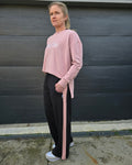 Stripe wide leg Jogger black/blush