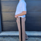 Stripe wide leg Jogger taupe/black