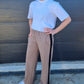 Stripe wide leg Jogger taupe/black