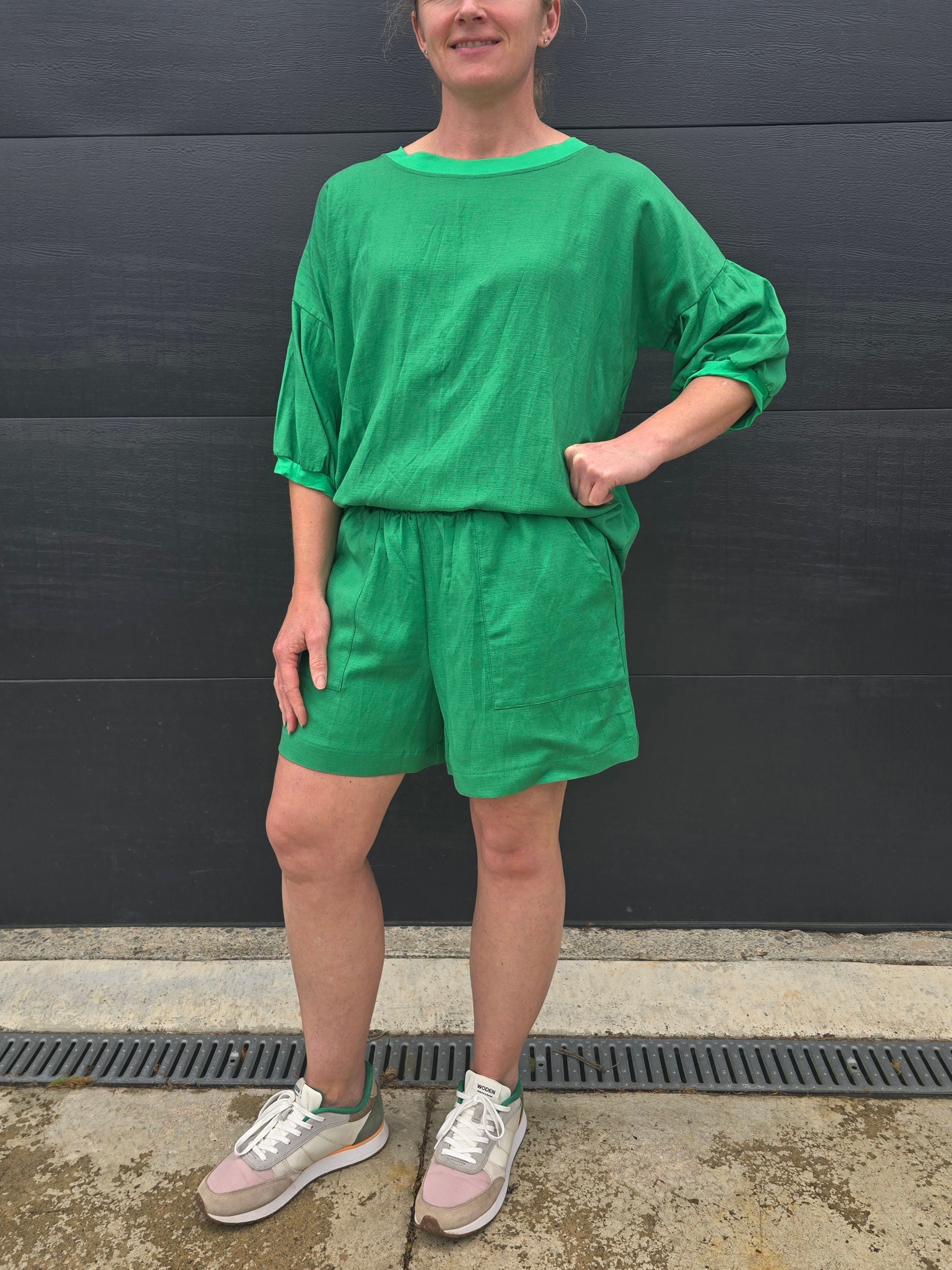 Linen shorts - Green