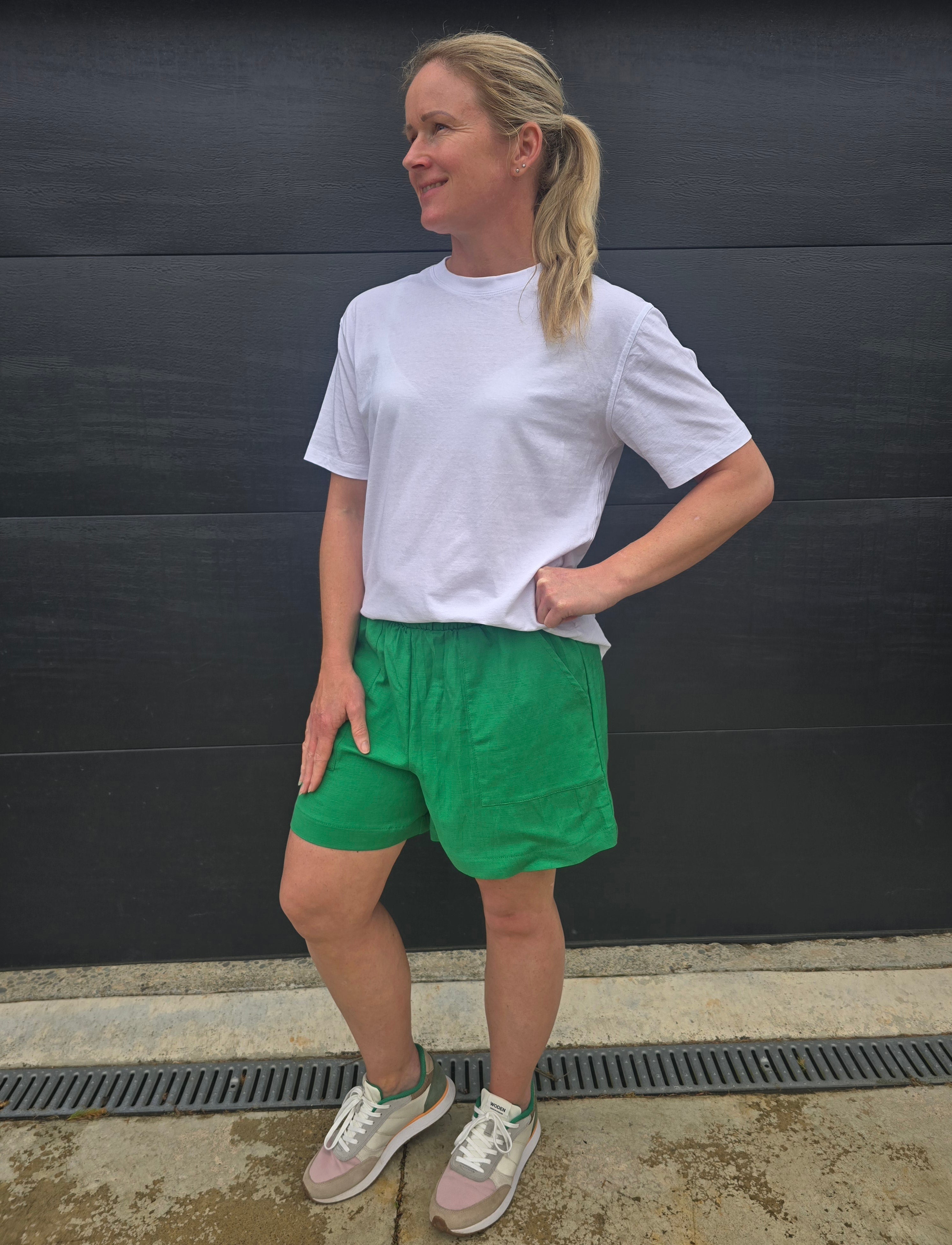 Linen shorts - Green