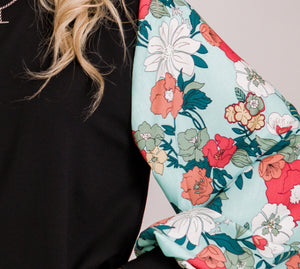 Lisa top - Black/mint floral