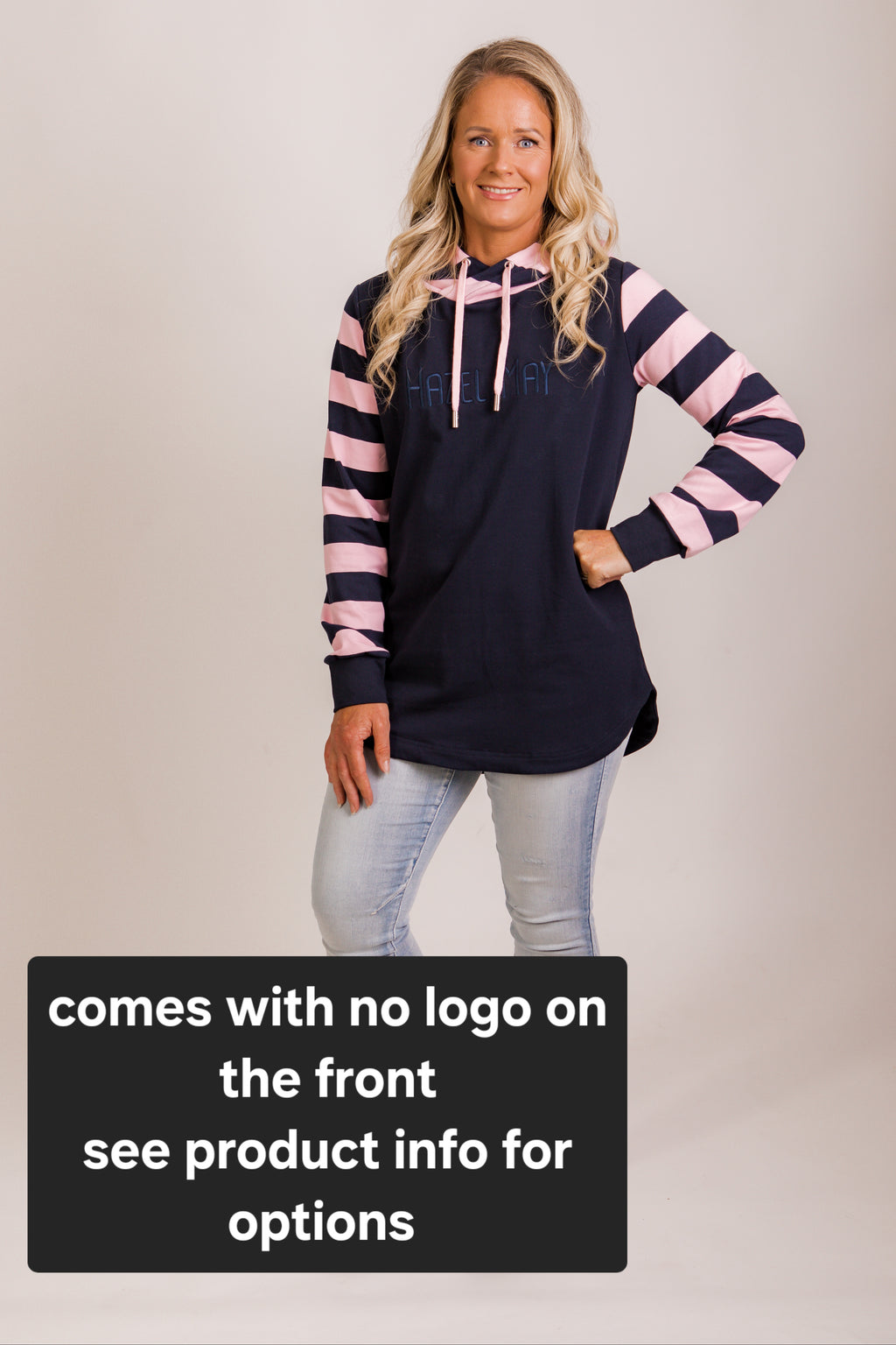 Harper hoodie - Navy/pink
