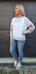 Gracie Top - white/floral/ stripe