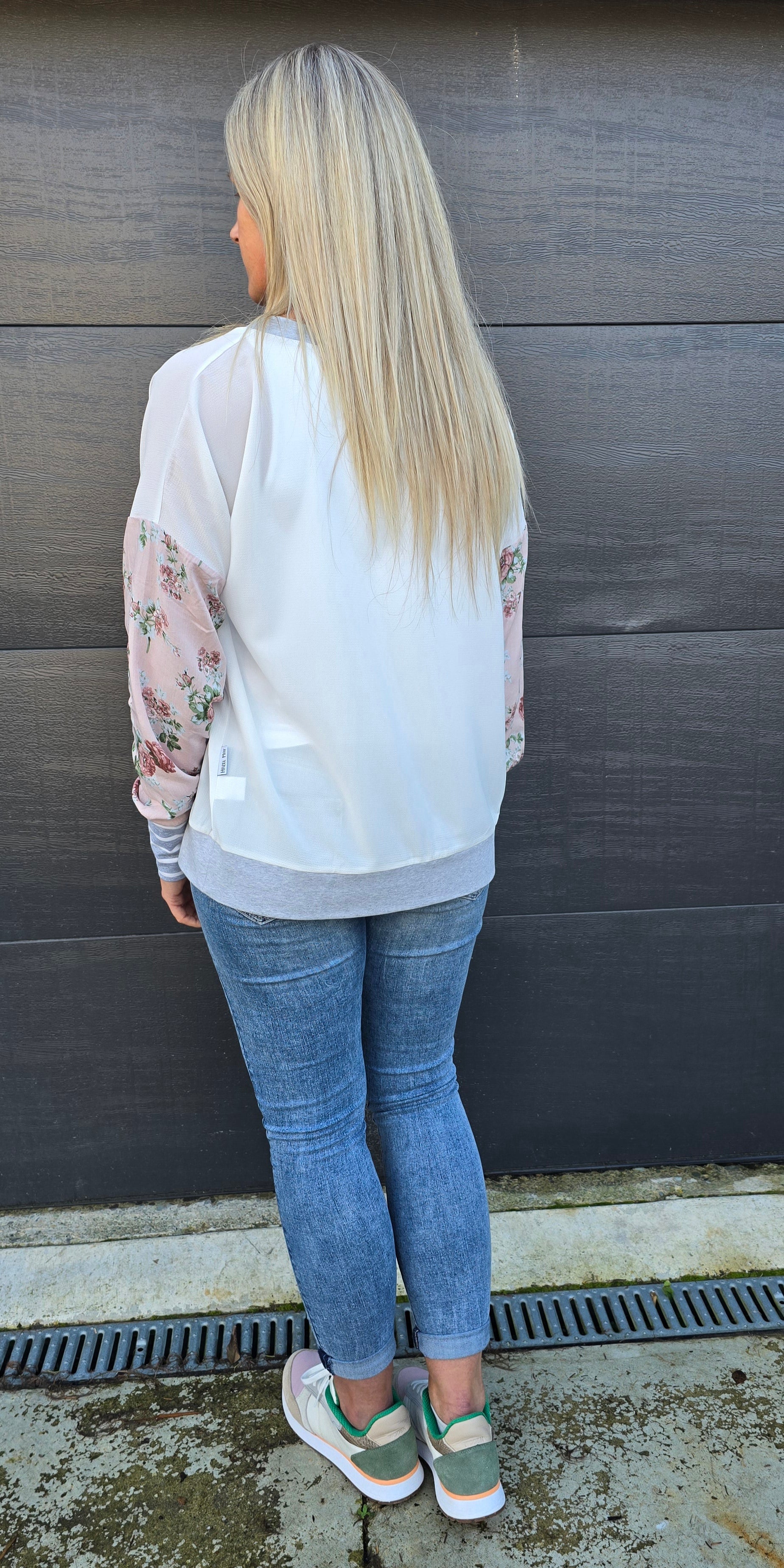 Gracie Top - white/floral/ stripe
