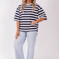 Weekender short sleeve sweat- Navy & white stripe