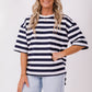 Weekender short sleeve sweat- Navy & white stripe