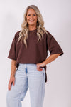 Weekender short sleeve sweat- Chocolate
