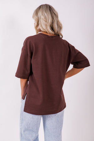Weekender short sleeve sweat- Chocolate