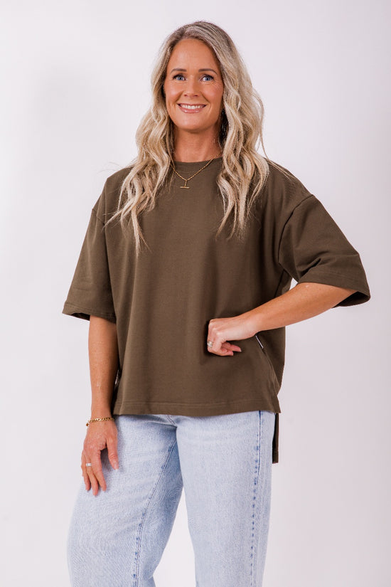 Weekender short sleeve sweat- khaki
