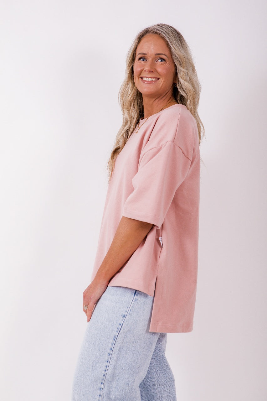 Weekender short sleeve sweat- Blush