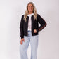 Short curve neck cardi - Blk/choc