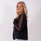 Short curve neck cardi - Blk/choc
