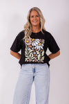 Boxy Tee - Blk/floral frame