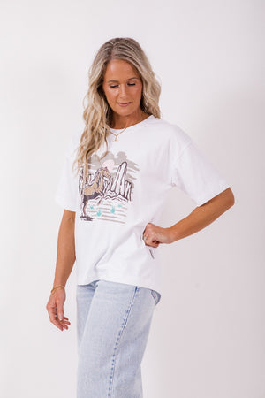 Boxy Tee - white/desert horse