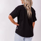 Boxy Tee - Blk/white line floral