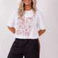 Boxy Tee - White/Chocolate line floral