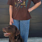 Boxy Tee - Chocolate/cow girl colour