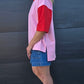 Weekender short sleeve sweat- pink & paprika