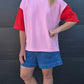 Weekender short sleeve sweat- pink & paprika