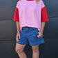 Weekender short sleeve sweat- pink & paprika