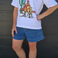 Boxy Tee - white/riding into sunset