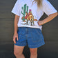 Boxy Tee - white/riding into sunset
