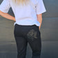 Black 3/4s - with black rose print