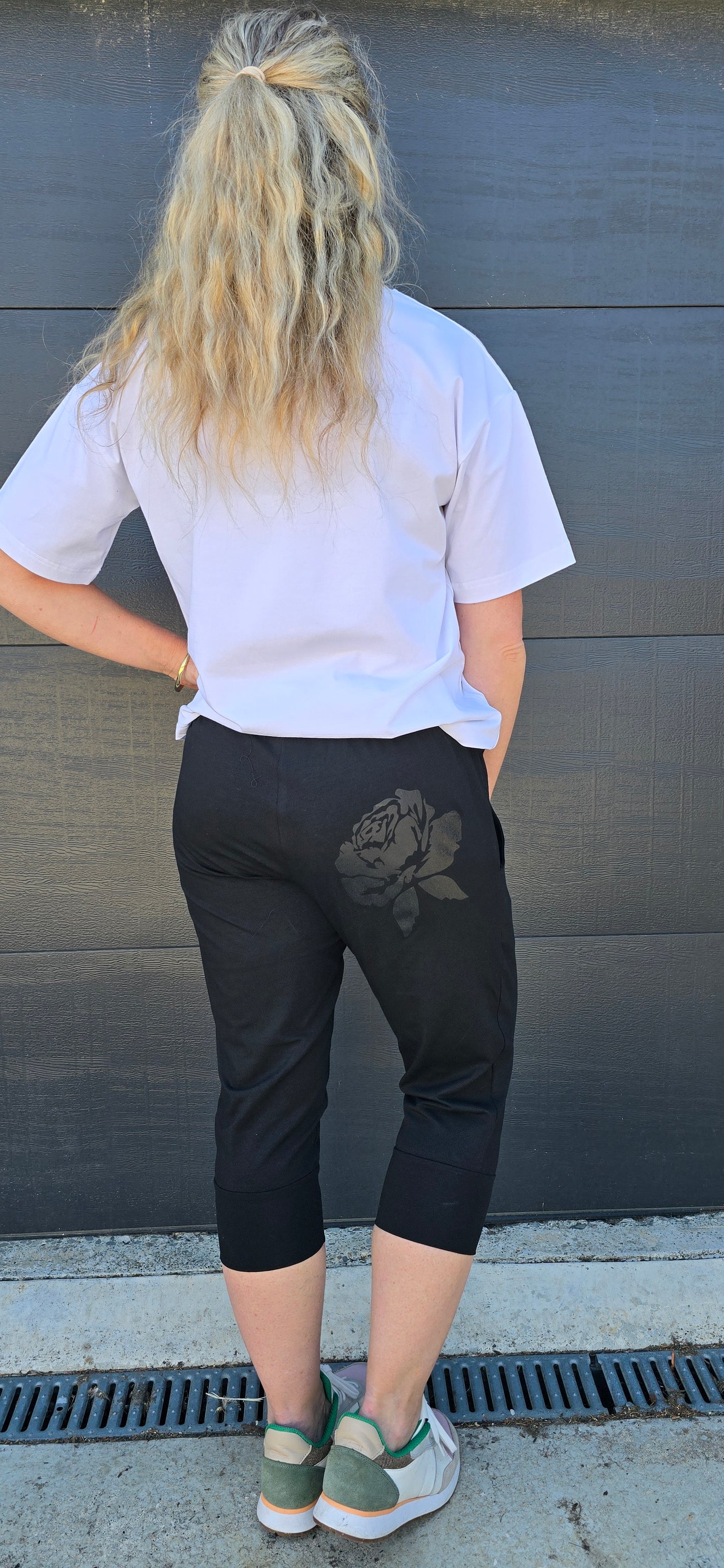 Black 3/4s - with black rose print