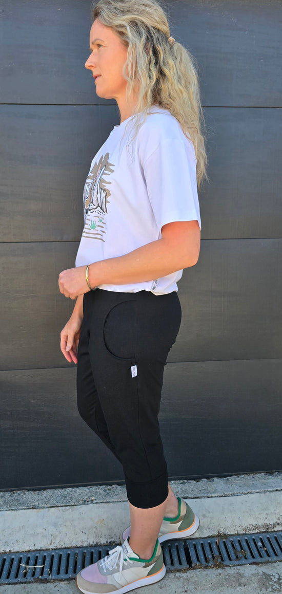 Black 3/4s - with black rose print