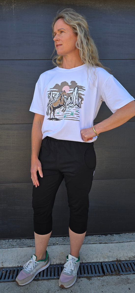 Black 3/4s - with black rose print