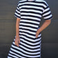 Tee dress- navy/white
