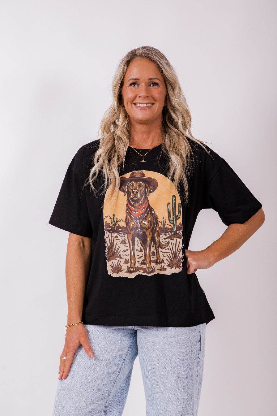 Boxy Tee - Blk/cowboy Lab