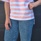 Weekender short sleeve sweat- pink & white stripe