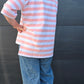 Weekender short sleeve sweat- pink & white stripe