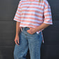 Weekender short sleeve sweat- pink & white stripe