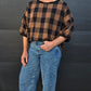 Peony Top- Black/nutmeg check