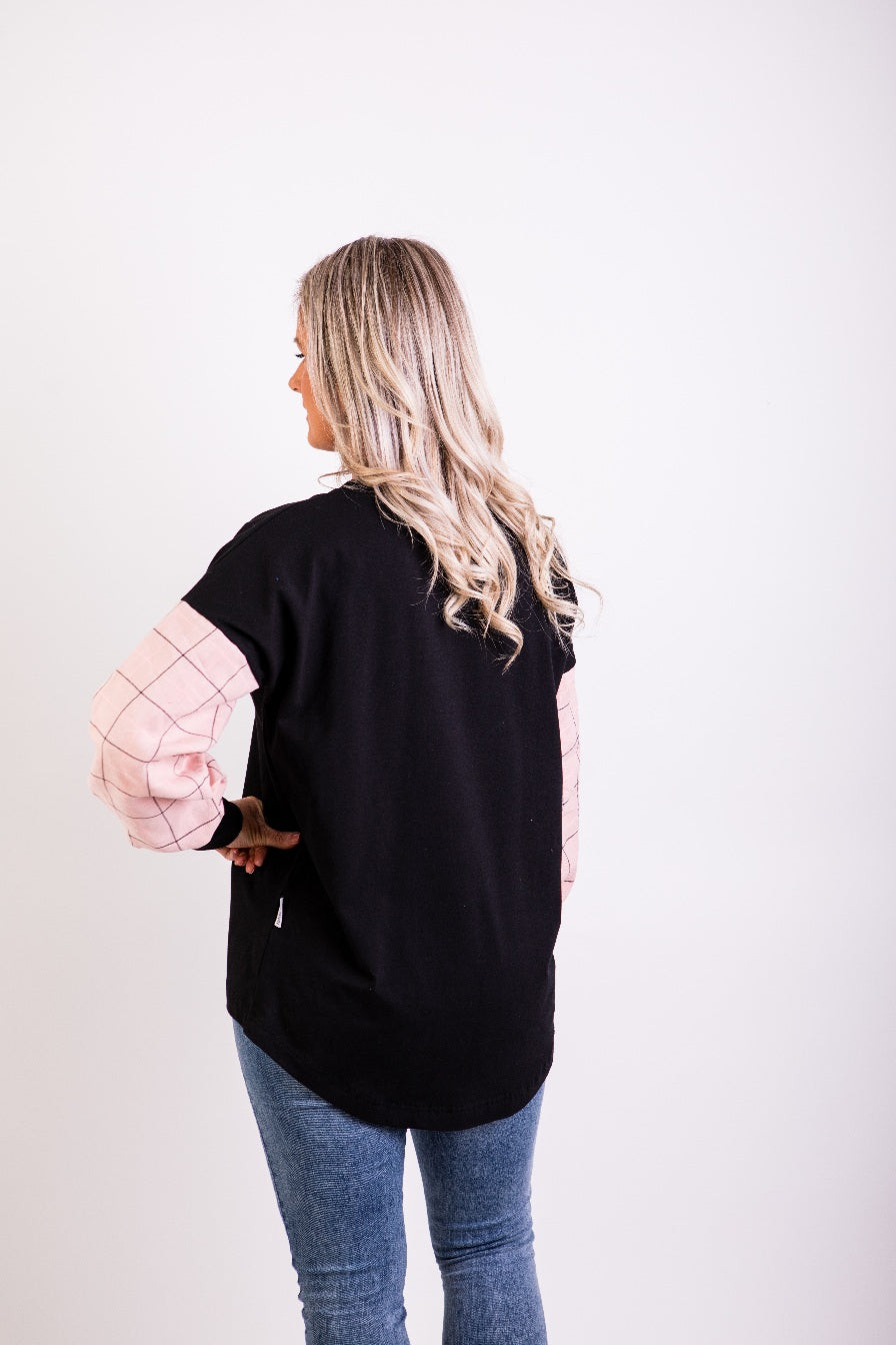 Taylor Top - black/ blush check