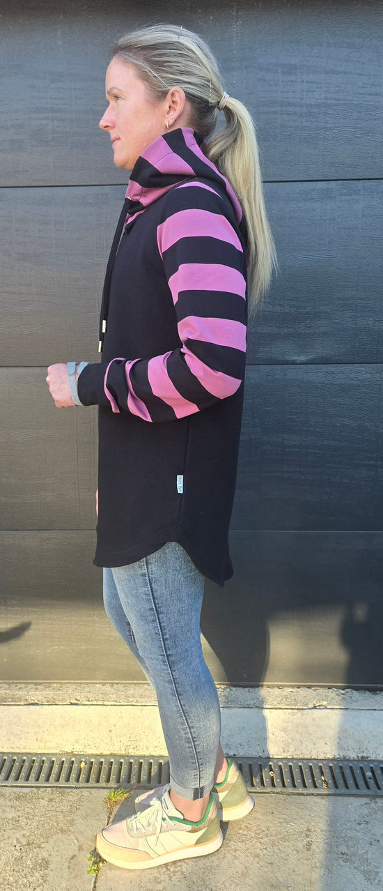 Harper hoodie - Black/mauve