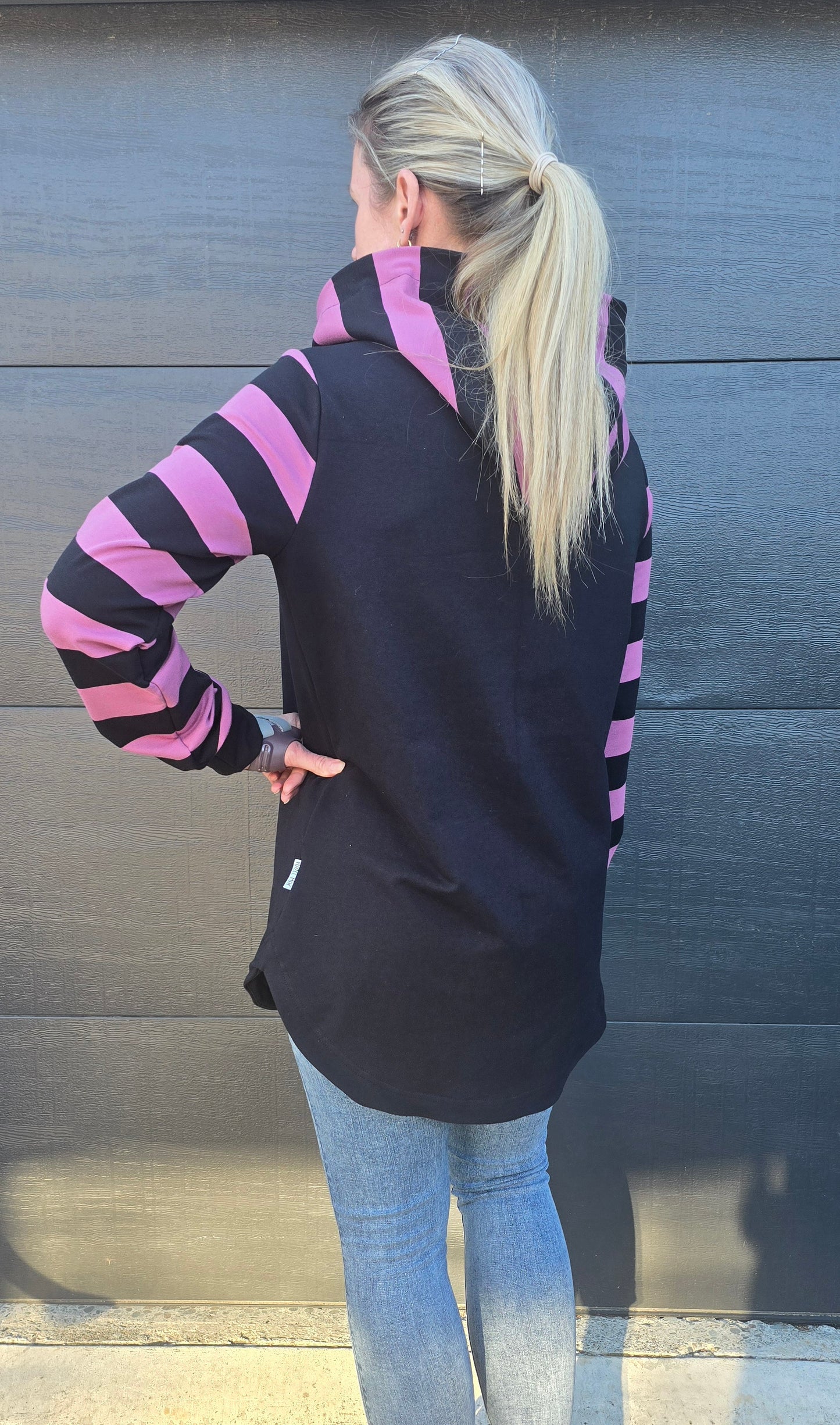 Harper hoodie - Black/mauve