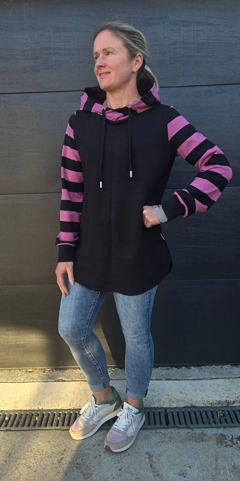 Harper hoodie - Black/mauve