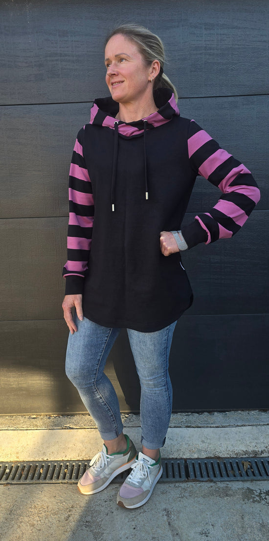 Harper hoodie - Black/mauve