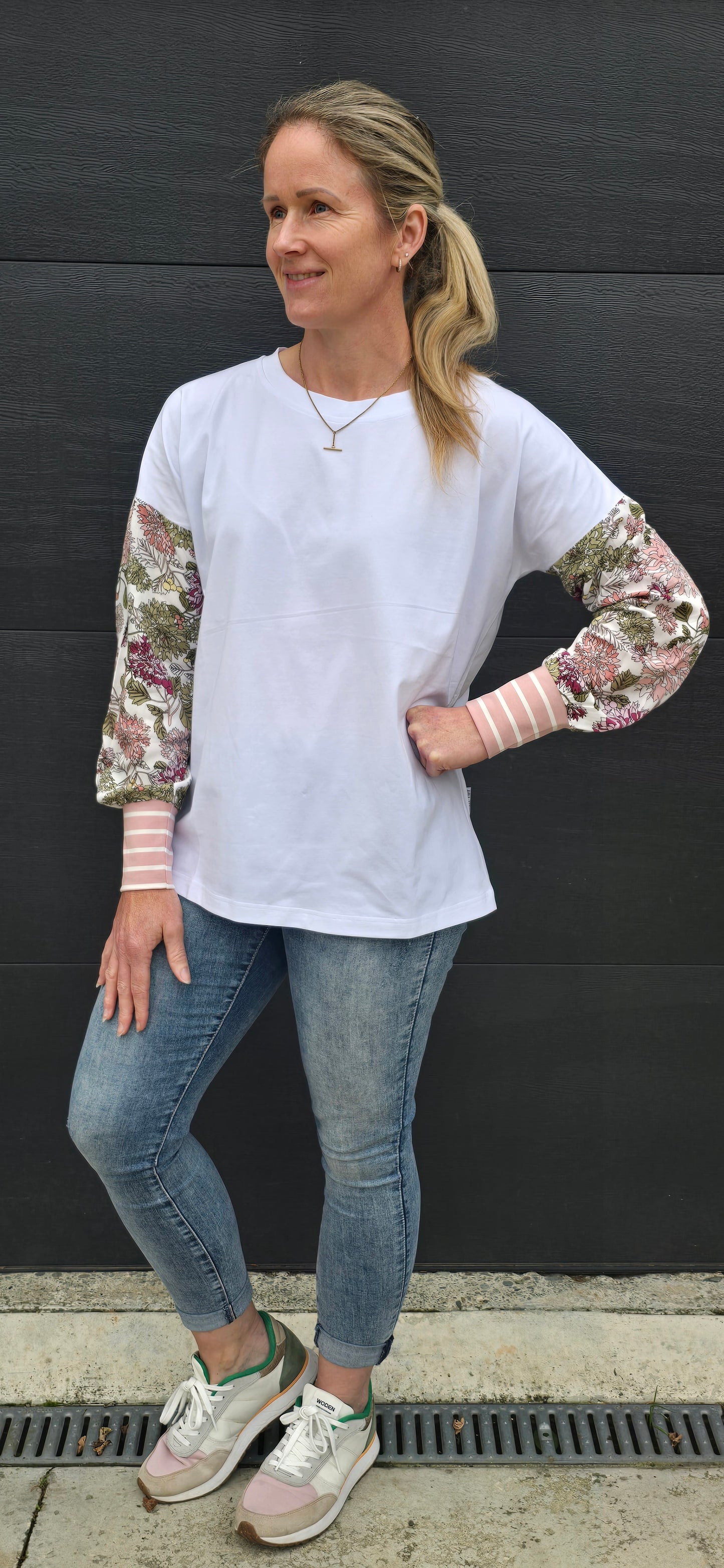 Taylor Top - white & white floral