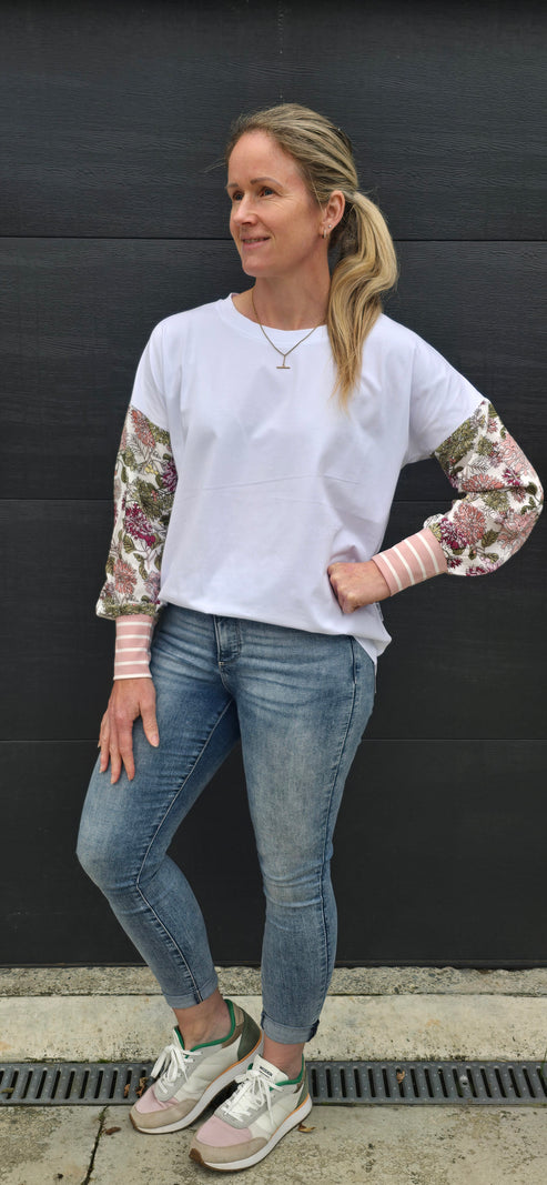 Taylor Top - white & white floral