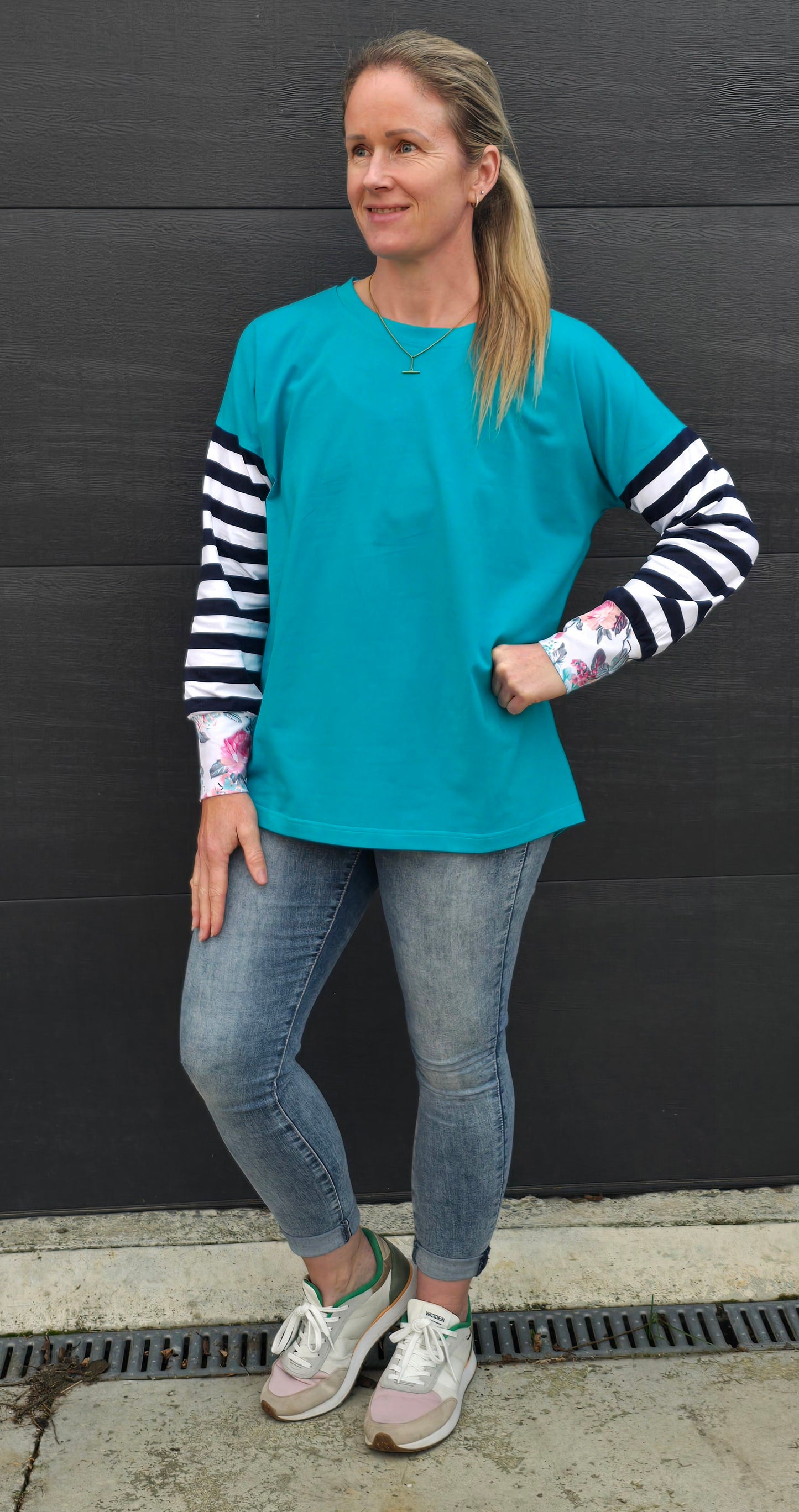 Taylor Top - Turquoise/stripe/floral