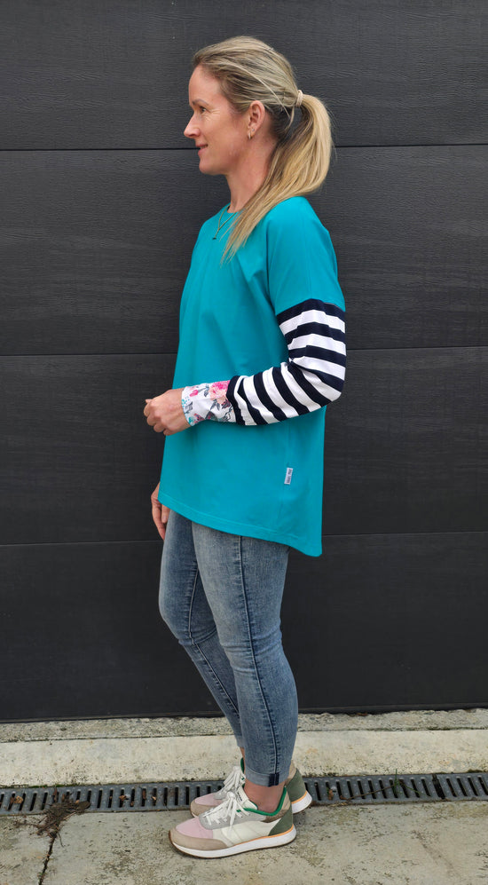 Taylor Top - Turquoise/stripe/floral