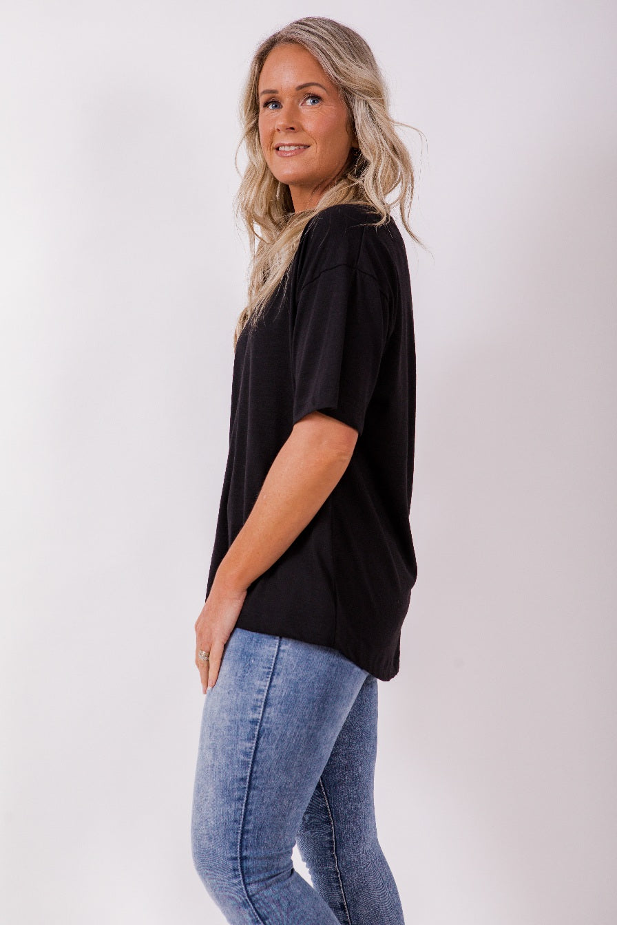 Boxy Tee - merino blk