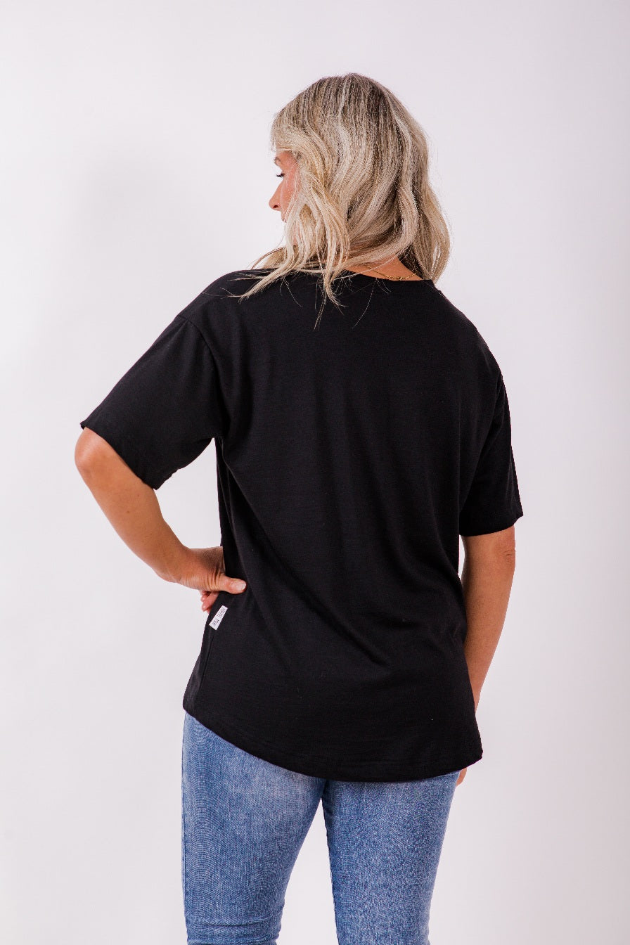 Boxy Tee - merino blk